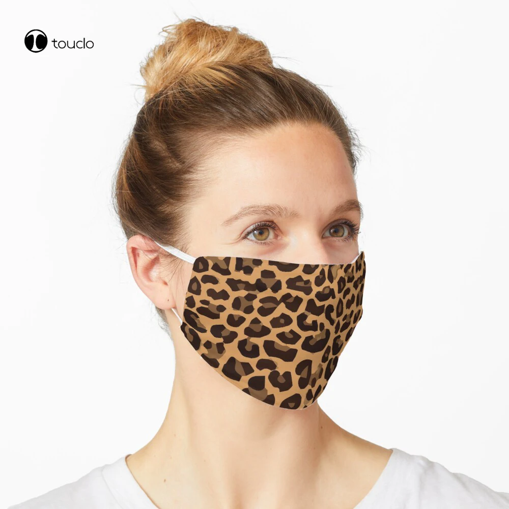 Brown Leopard print Mask Face Mask Filter Pocket Cloth Reusable Washable