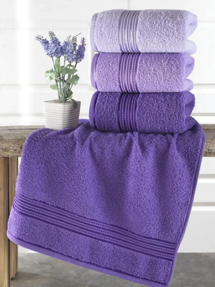 

Turkish Pure %100 Cotton Super Absorbent Towel Set 3 Pıeces 50x90cm Soft 2021Home Textile Purple