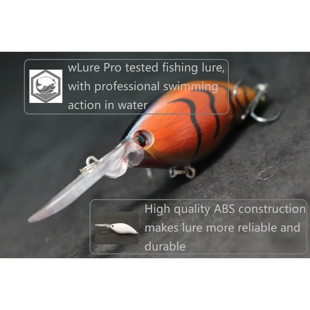 wLure Crankbait Fishing Lure 11cm 18.5g with Reflection Foil Wobbler Deep Diver 4-5 Meters Tight/Fast Action C739