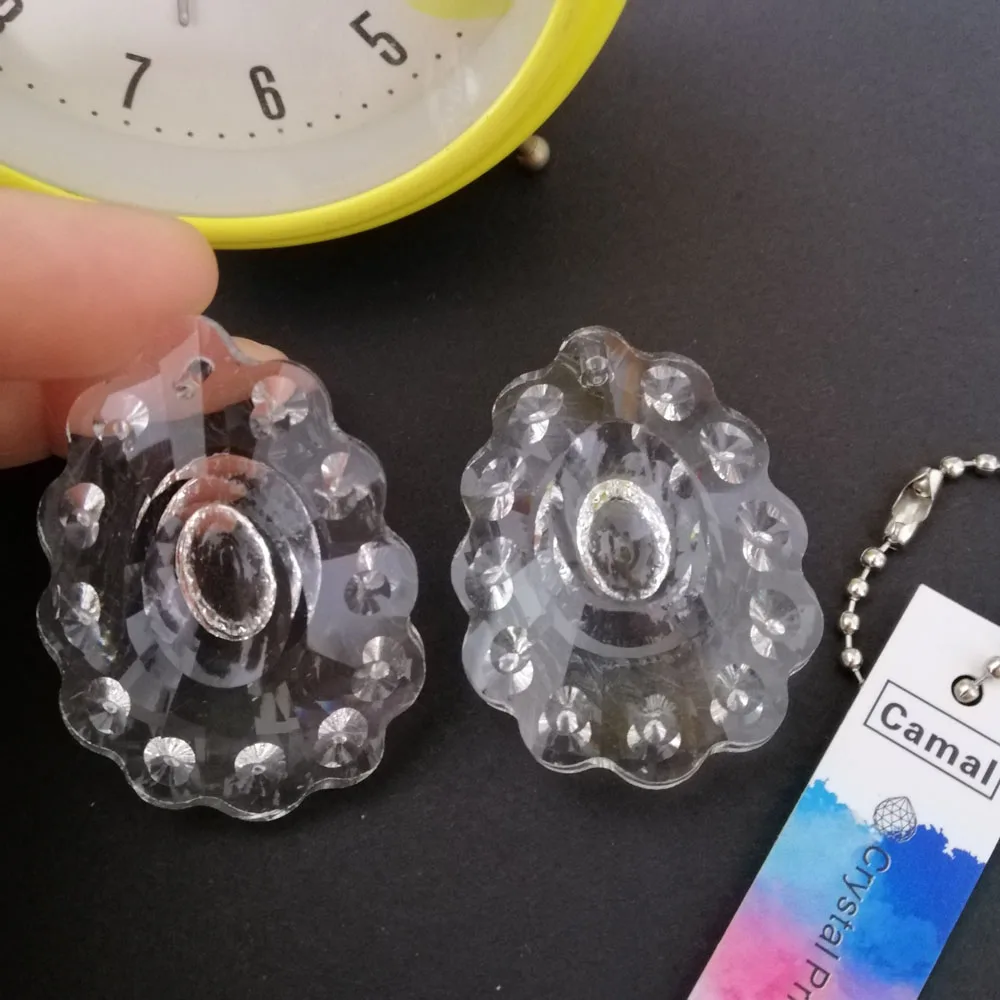 

Camal 2pcs 50mm Clear SunCatcher Crystal Faceted Peacock Shaped Chandelier Pendant Prism Hanging Ornament Fengshui Lamp Part DIY