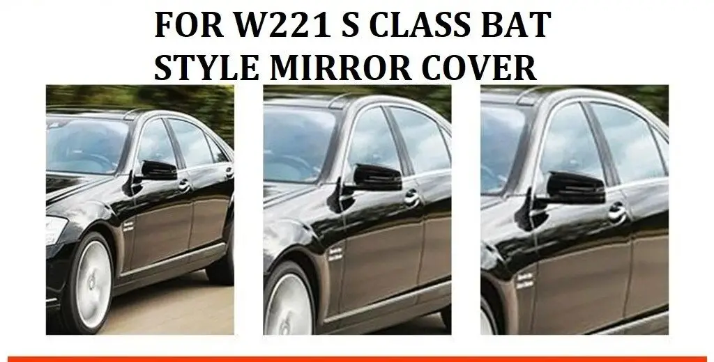 Untuk Mercedes Benz W221 S Kelas 2 Buah Kualitas Tinggi ABS Plastik Gaya Kelelawar Cermin Meliputi Topi Kaca Spion Piano Hitam