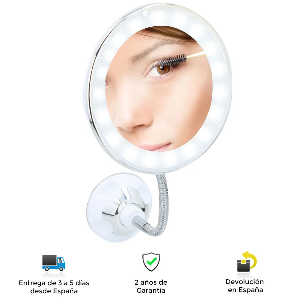 Makeup Mirror light Grundig, magnification, flexible arm, modern, elegant, quality, led light, boton, rotation, suction cup, bathroom mirror, mirror, mirrors, makeup mirror light