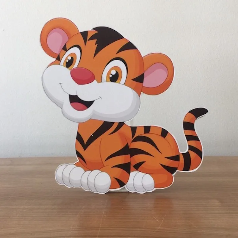 Baby Tiger Foam-board Cutout Standee with Cardboard Stand, Birthday Party Decoration, Kids Safari Party Supplies Farm Concept