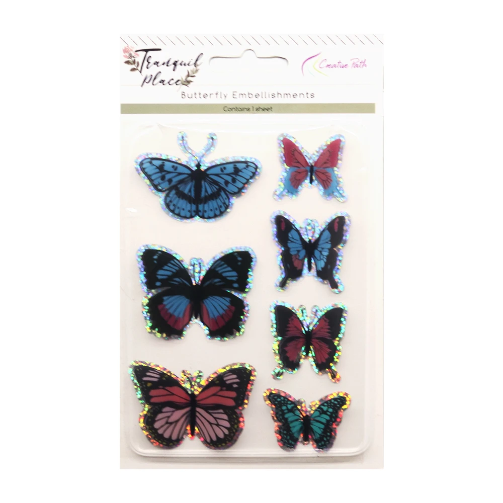 Creative Path 3D Butterflies Stickers Crafts Embellishments 7pc For Scrapbooking Card Making Jounarling Self Adhesive Decoration