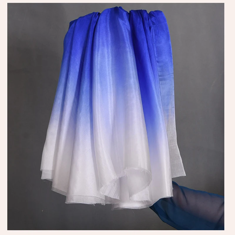 Silk Fan Royal Blue Gradient Color Classical Dance Lengthened Double-Sided Chinese Style Children\'s Silk Fan Yangko Square Show