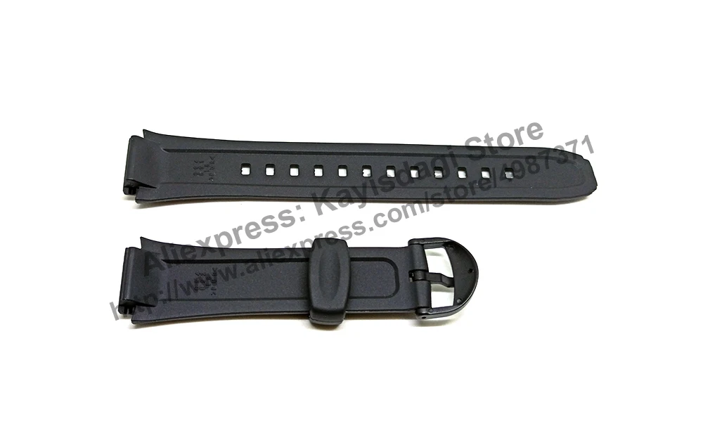 19mm Black Rubber Watch Band / Strap Compatible. for Casio W-210-1A , W-210-1B , W-210-1C , W-210-1D