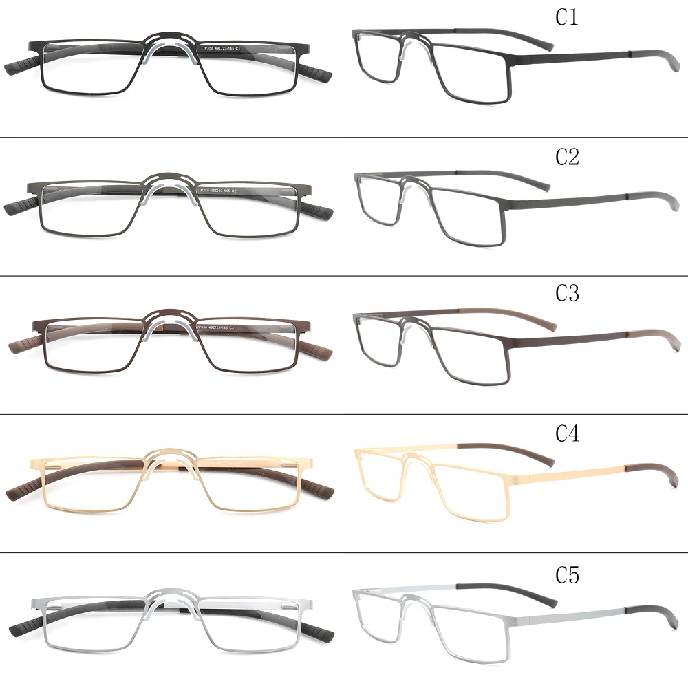 Women silver frame glasses rectangular glasses Men square eyeglasses frame fashion Metal eyeglass frame lightweight prescription