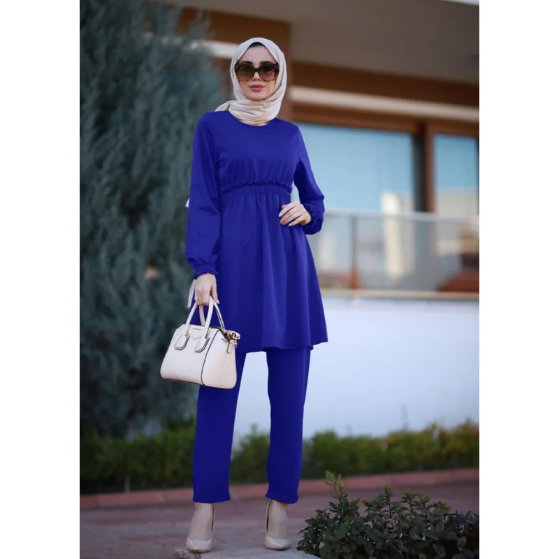 Vestido largo musulmán de 2 piezas para mujer, ropa europea, ropa turca para mujer, prenda de otoño, hiyab musulmán, bata 3abaya Eid Ropa árabe