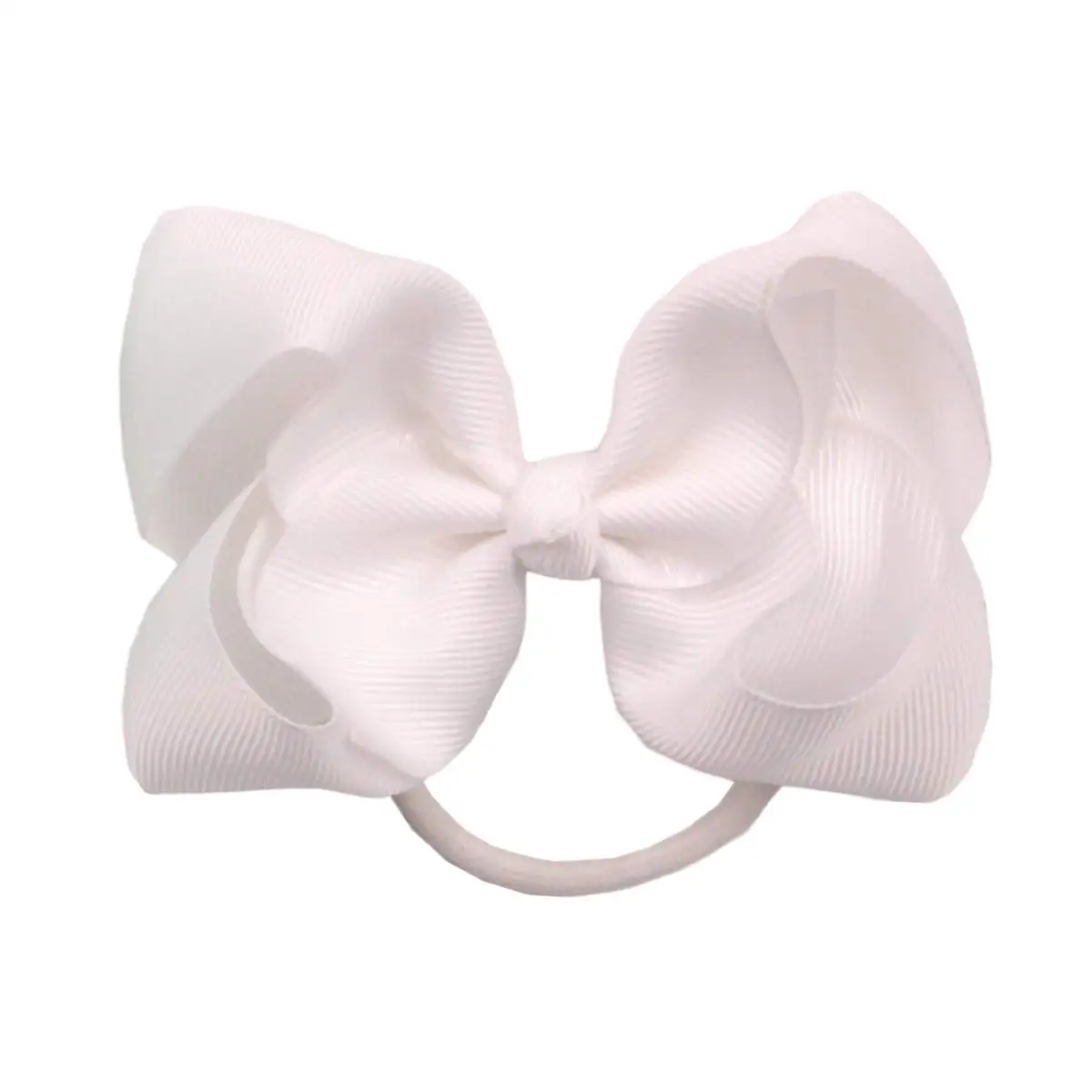 20Pcs 4.5 Inch Hair Bows Elastische Banden Grosgrain Lint Big Cheer Boog Paardenstaart Houder Rubber Haarbanden Groothandel