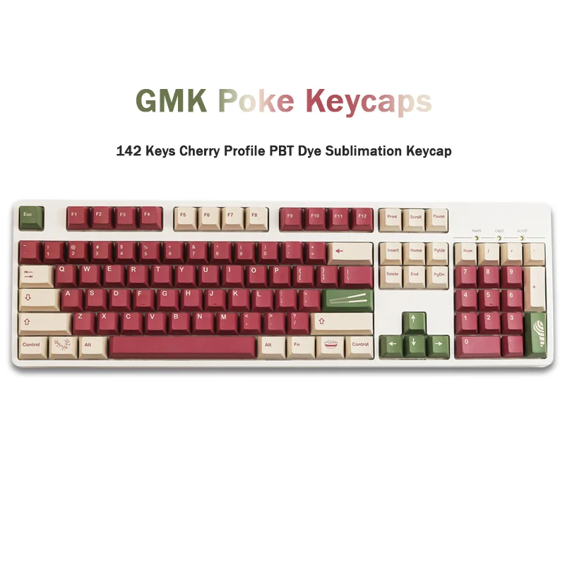 

GMK Poke Keycaps PBT DYE-Sublimation Mechanical Keyboards Key Cap 142 Keys Cherry Profile For MX Switch GH60/64/68/84/87/980/104