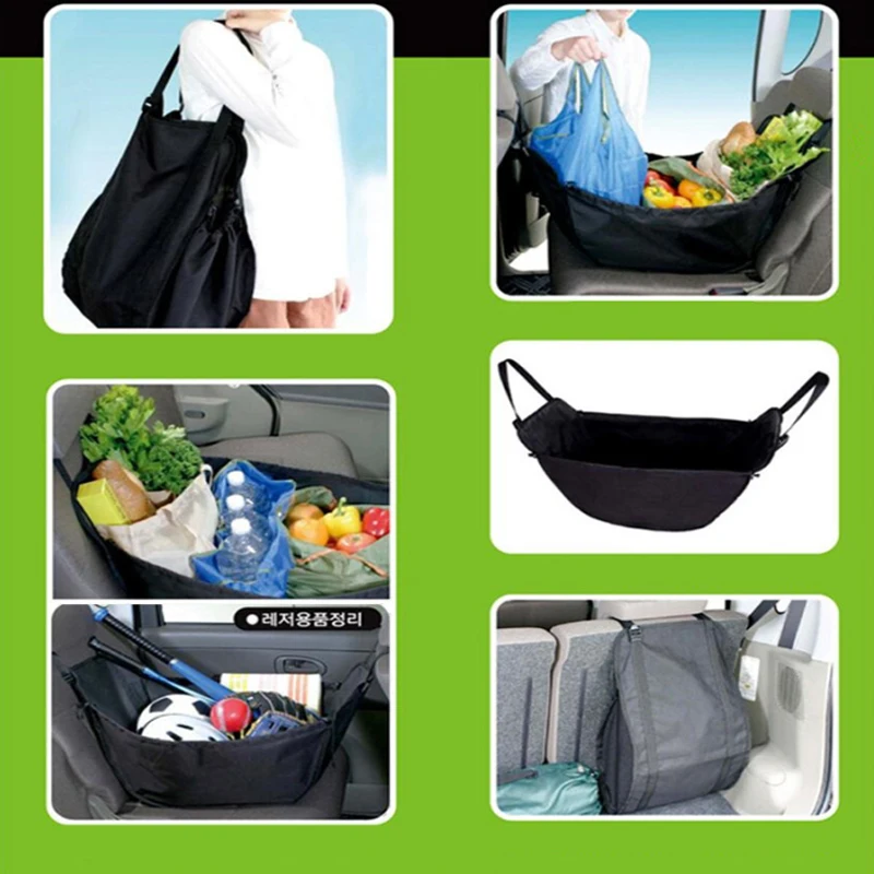 Large Capacity Multifunction Car Rear Storage Bag Shopping Basket Car Interior Finish Container Car Folding Shopping Bag Travel