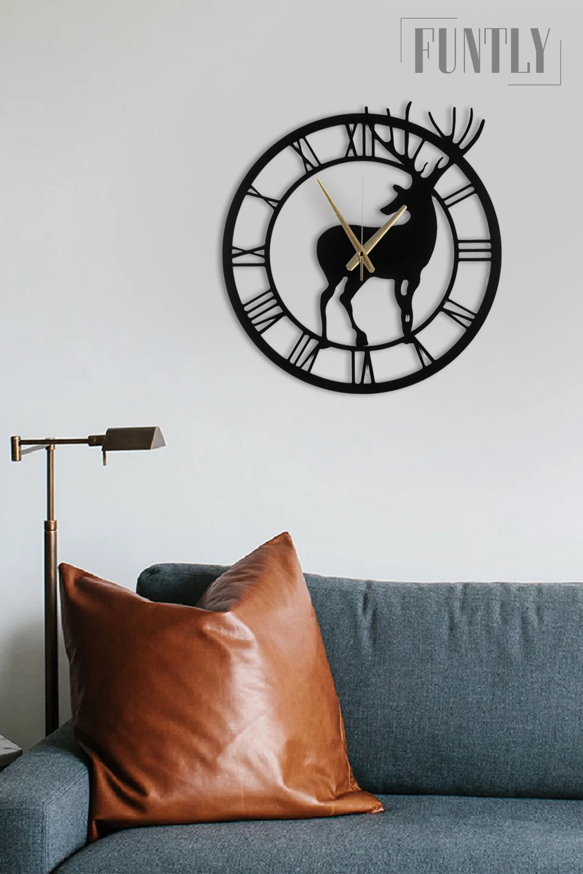 Wood black wall clock decorative stylish basketball content slam dunk living room clock deer cat solar figured