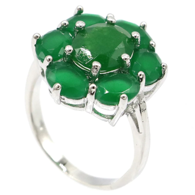 20x17mm Jzaza Highly Recommend Top Selling Real Green Emerald Red Ruby Wear Silver Rings Many Sizes view 4