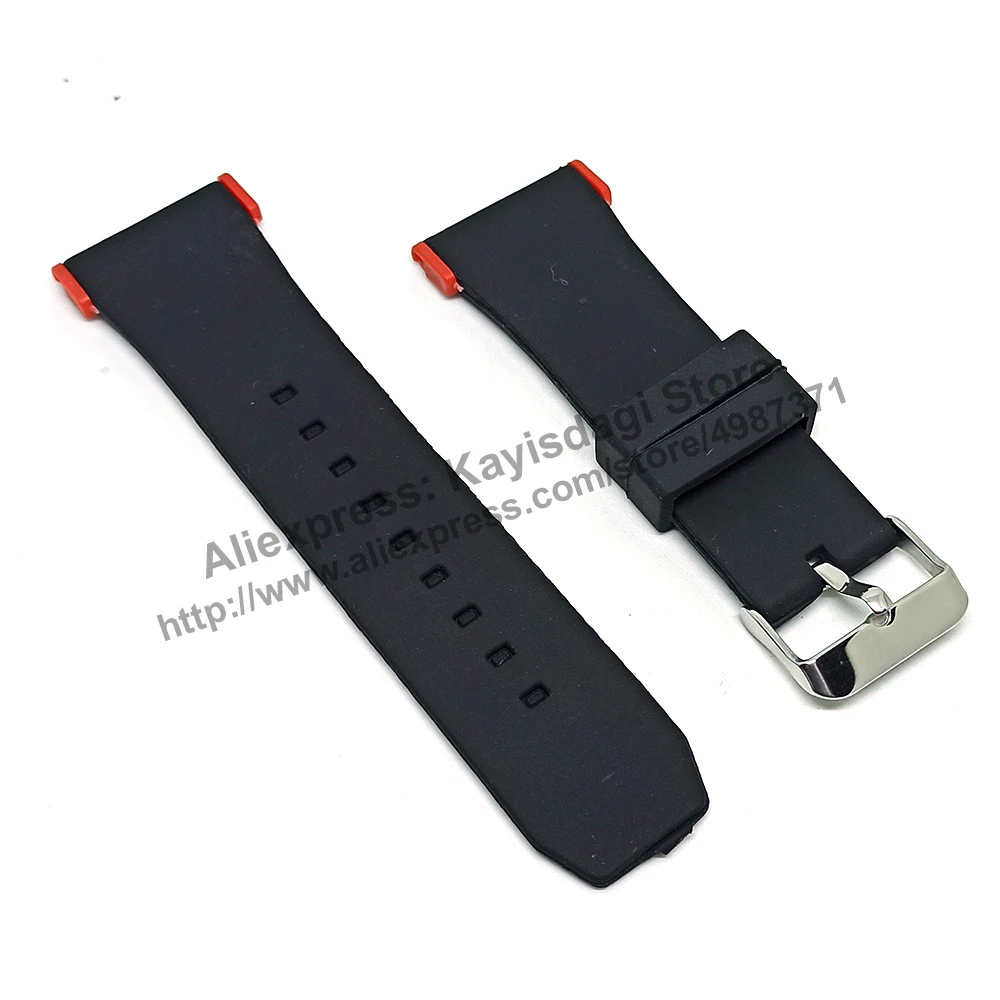 28mm Black Soft Silicone Watch Band / Strap Compatible for Puma Ultrasize PU102941003 PU103981006