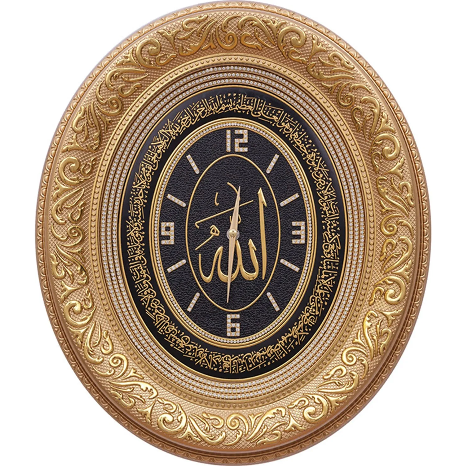 Ism-i Celil Ayet-el Kursi Stone Wall Clock Sun 6065 Verse Clock 44 X 51 Cm Islamic Gift Wall Clock