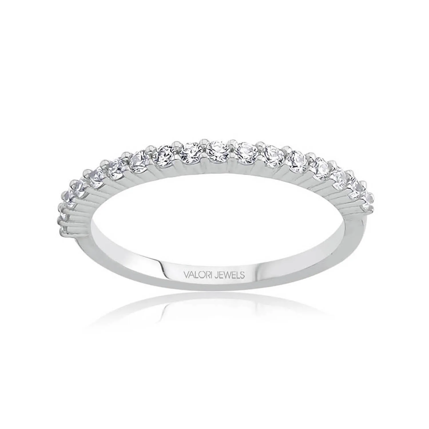 

Valori Jewels Zirconia White Round Gemstone, Rhodium Plated, Sterling Silver Half Eternity Ring