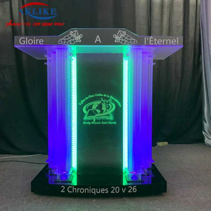 

2024 AKLIKE Modern Acrylic Church Pulpit With Led Clear Furniture Podium For Lectern With Pc Retail Pulpito Free Shipping