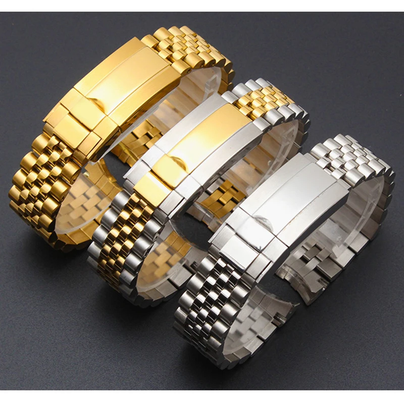 BEFIA-Pulseira de aço inoxidável sólido para papel X Datejust Watch Strap, homens pulseira, fecho dobrável logotipo em, 20mm