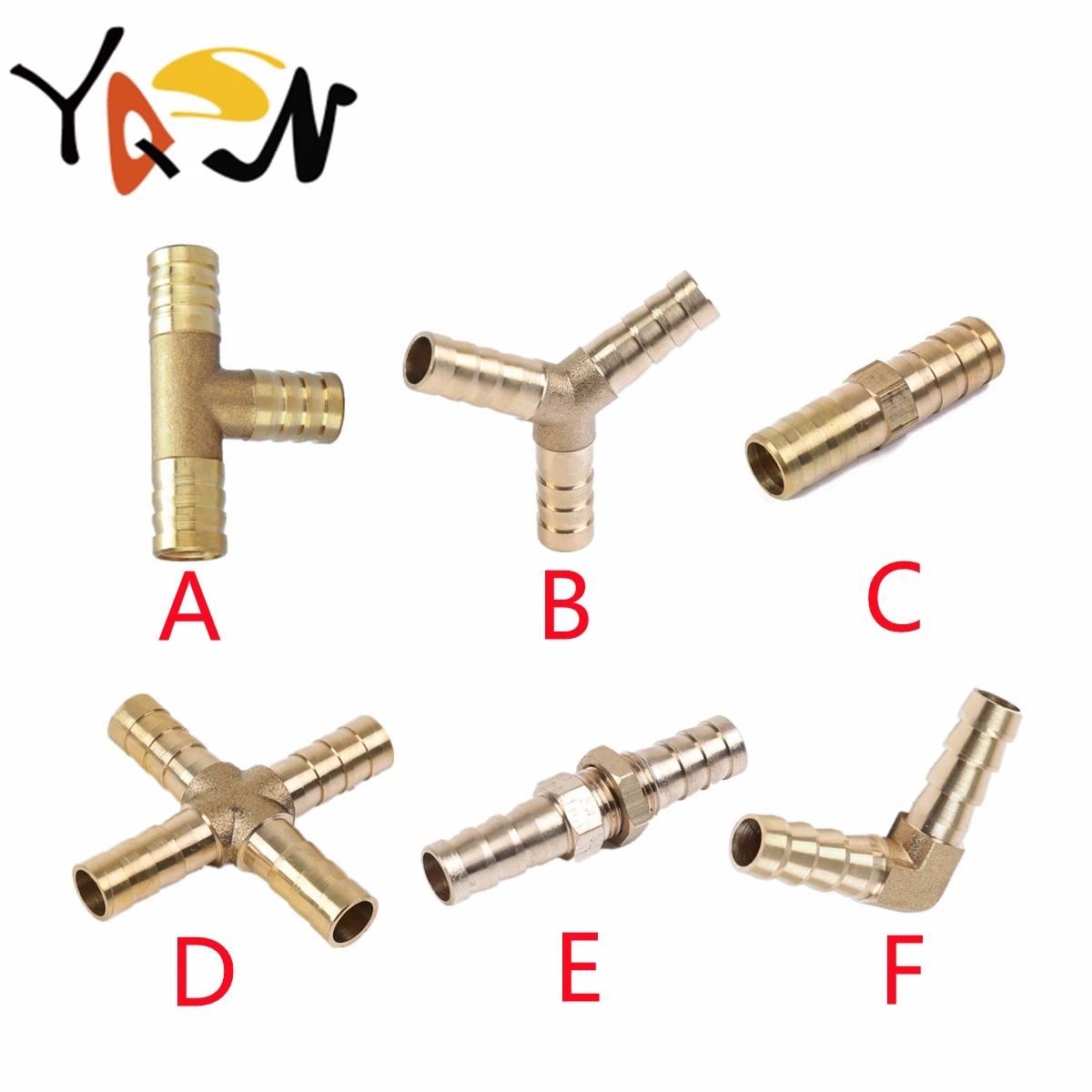 Straight Elbow T Y X Shape 2 3 4 Way Connector Brass Barb Pipe Fitting for 4mm 6mm 8mm 10mm 12mm 14mm 16mm Copper Water Tube