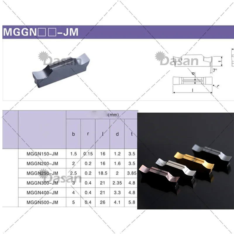 10pcs MGGN150 MGGN200 MGGN300 MGGN250 MGGN500 Carbide Inserts Grooving Dasan Original cnc Lathe Cutter Slotting Tool for Steel