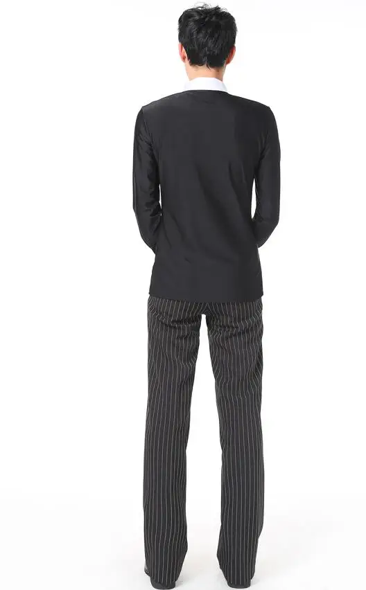 black white stripe Boy ballroom pants latin cha cha samba salsa boy men dancing pants with side pocket