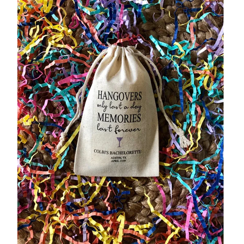 10PCS Hangovers Only Last a Day, Memories Last Forever custom birthday gift bags bachelorette Survival Kit bridal hangovers bags