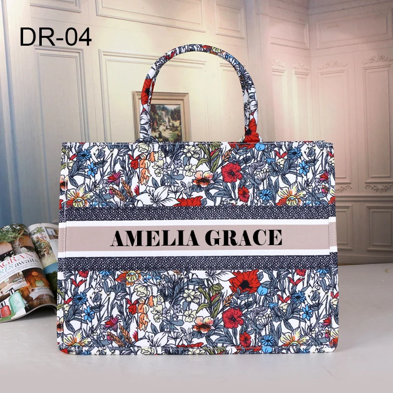 Spring And Summer Personalized Fashion Printing Large Capacity Canvas Bag Name Custom Book tote Women Commuter Travel Bag