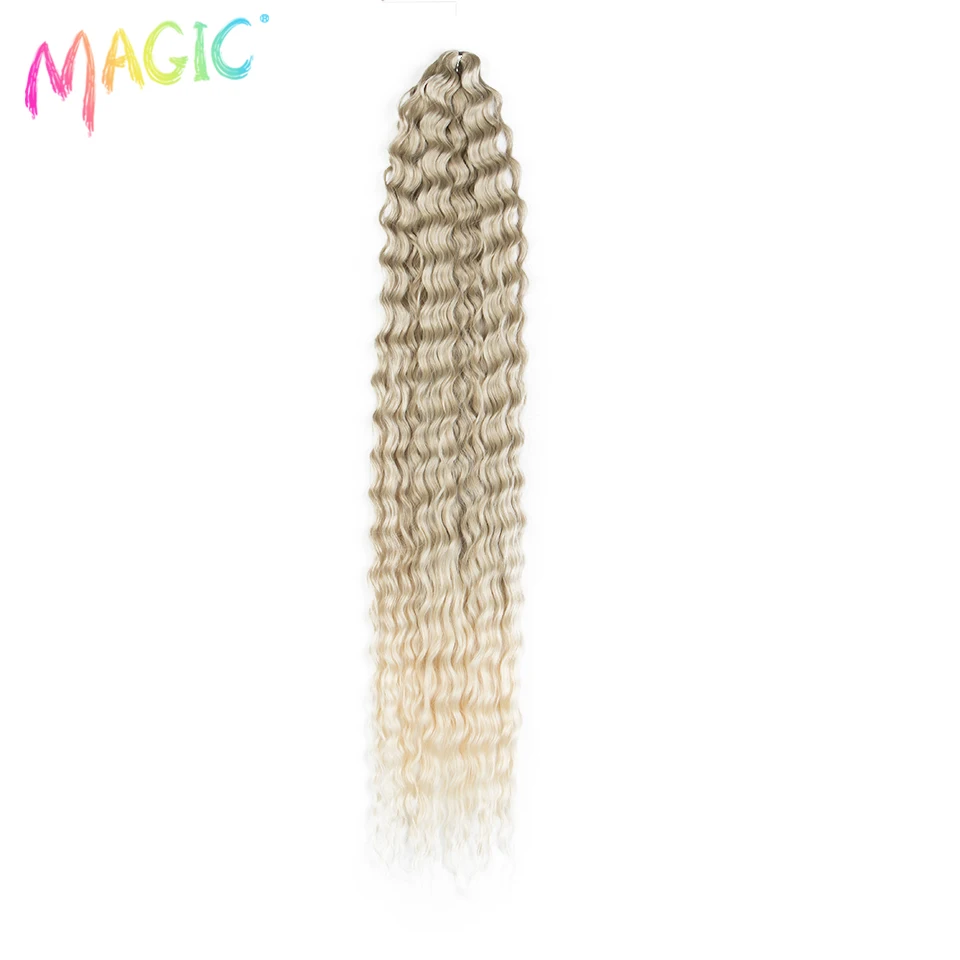 Magic Long Water Wave 32 Inch Soft Crochet Hair Synthetic  Braiding Hair Natural Wavy Ombre Blonde Pink Hair Extensions Cosplay