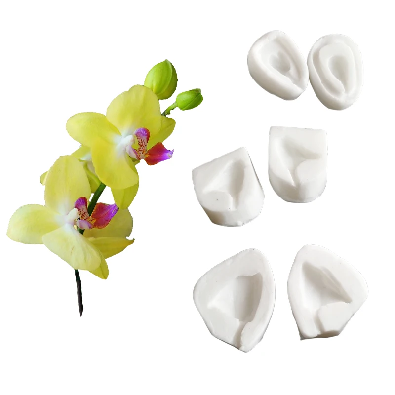 Nowa Forma Silikonowa na Pąki Orchidei, Forma do Fondantu, Narzędzia do Dekoracji Tortów Weselnych, Forma do Gliny Polimerowej, Cukierków, Czekolady, Gumpaste, M2509