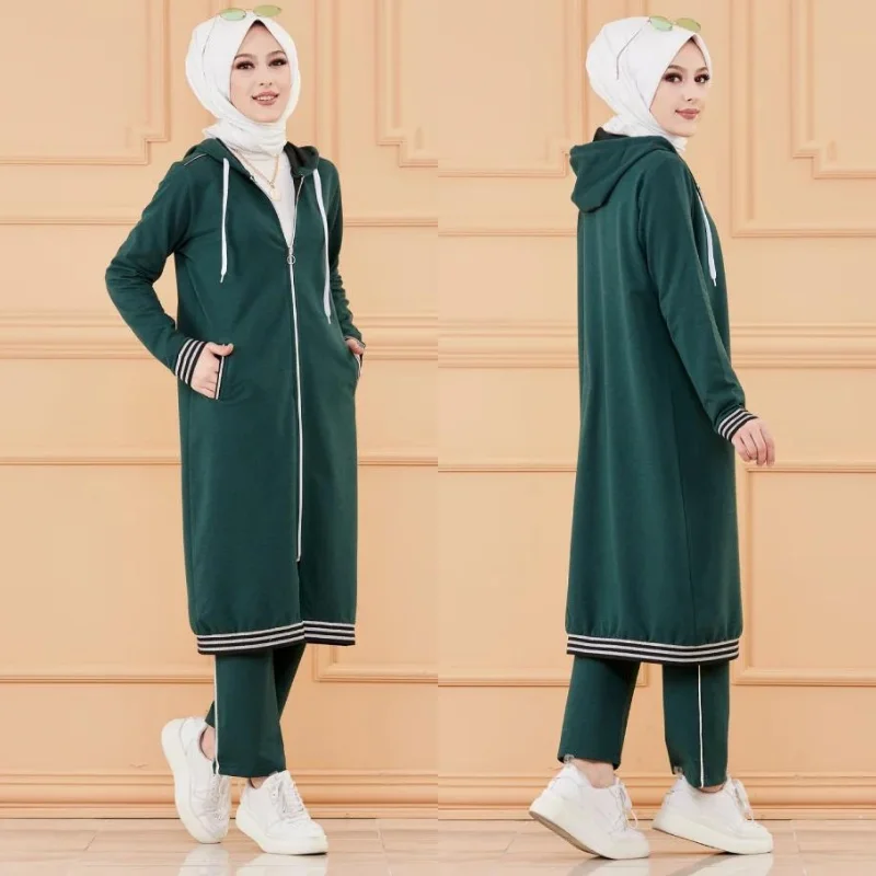 tracksuit set 2021season muslim fashion arabia Dubai fashion trends 100% Made in Turkey abayas hijab clothing muslim sets