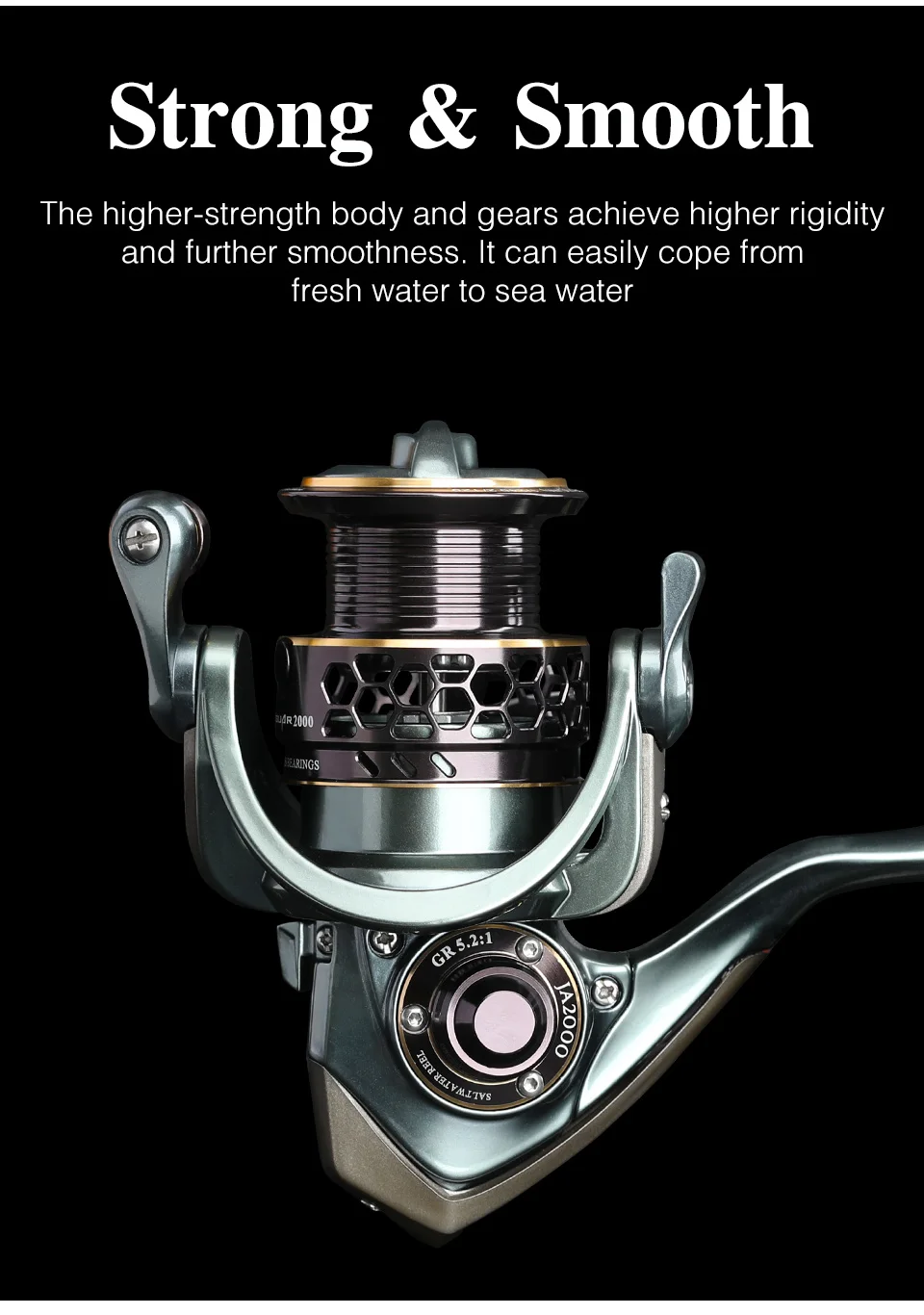 TSURINOYA Long-Casting-Spinnrolle JAGUAR 1000 2000 3000 2 Spulen, maximale Bremskraft 6 kg, abgeschrägte Spule, sanfte Rolle für Salzwasser – Detail 5