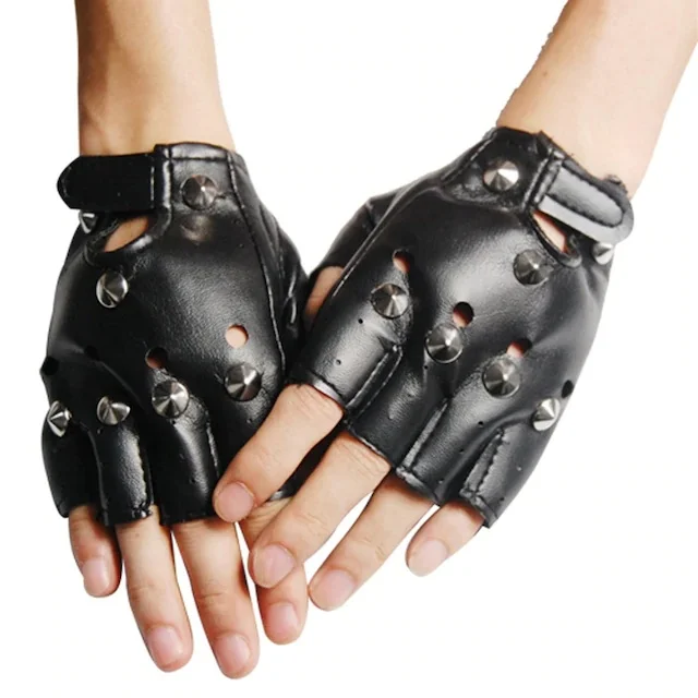 Retro Party Leather Punk Gloves 1 Double 442126702