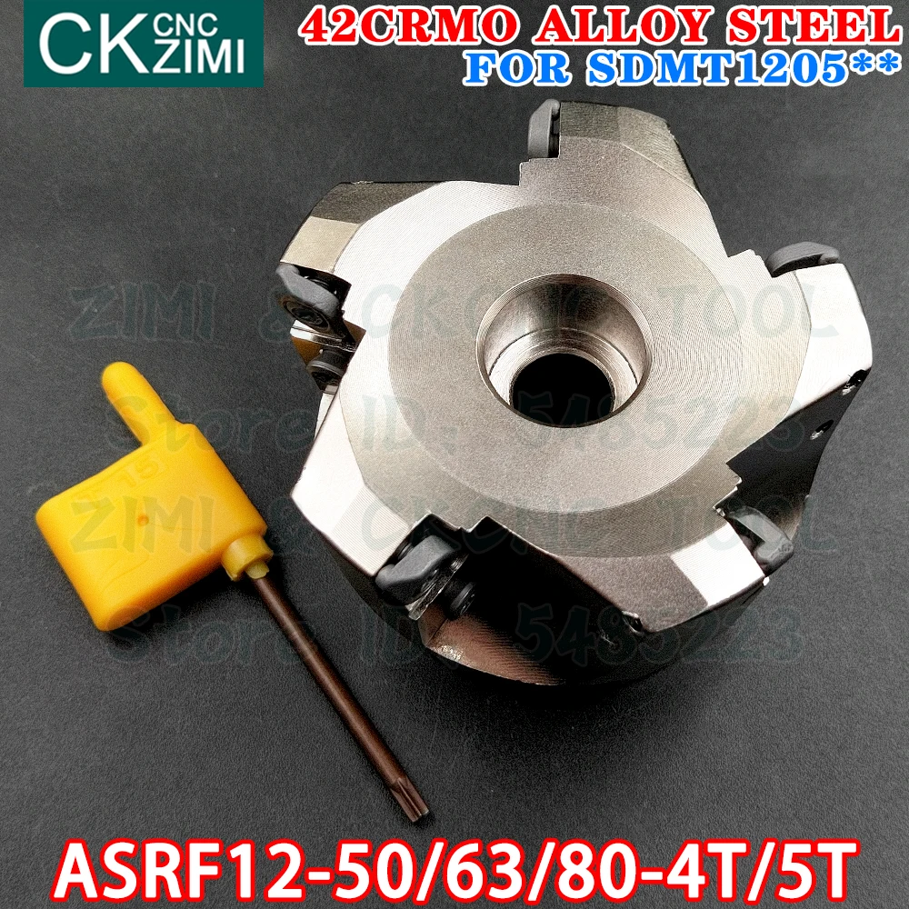 ASRF 12-80-27-5T ASRF 12-63-22-4T ASRF 12-50-22-4T face mill Rapid feed heavy cutting alloy face milling cutter for SDMT Inserts