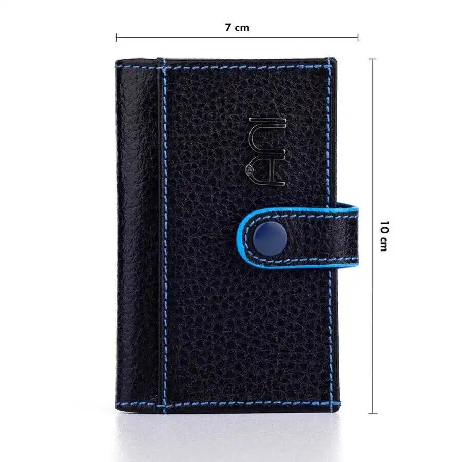 Accordion Model Genuine Leather Men's Cardholder Black-Blue Detailed Purse New Id Casual For a Lifetime Money Pocket Quality