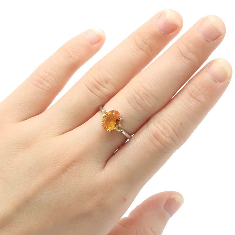 13x9mm Jazaz Lovely Cute 1.9g  Golden Citrine Pink Tourmaline For Girls Briday Gift Real 925 Solid Sterling Silver Rings