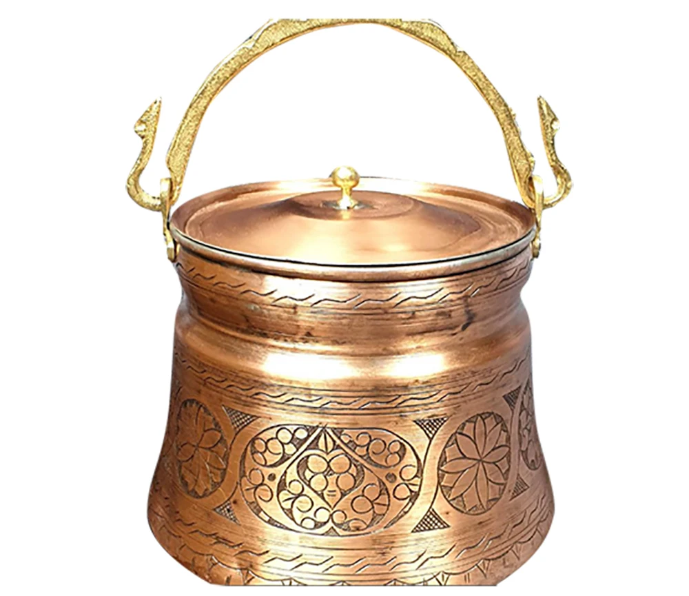 100% Hand Hammered Turkish Thick Copper Ice Bucket, Food Storage Bucket.Heavy Craftsmanship By Turkish Copper Artisans (Antique