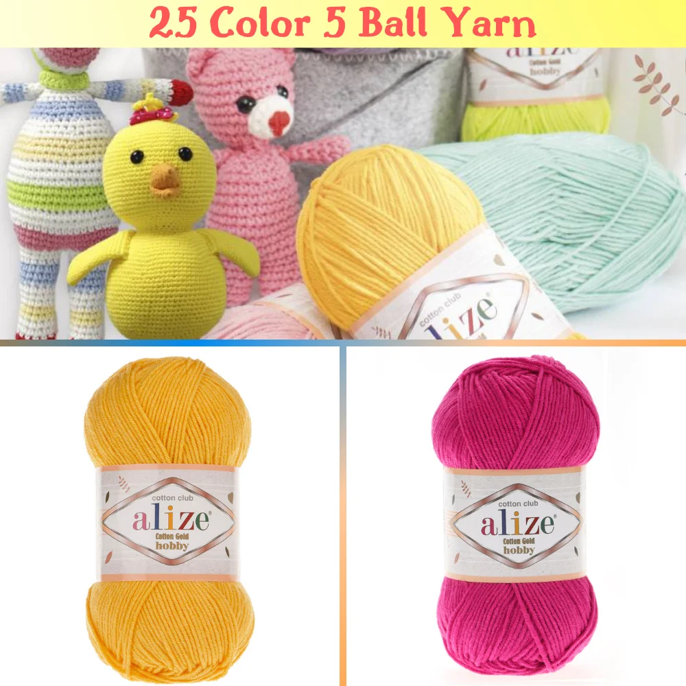 

Amigurumi knitted yarn-(5 ball) 25 colors 165 yards (50gr) hand yarn-cotton gold hobby-acrylic-Baby-is