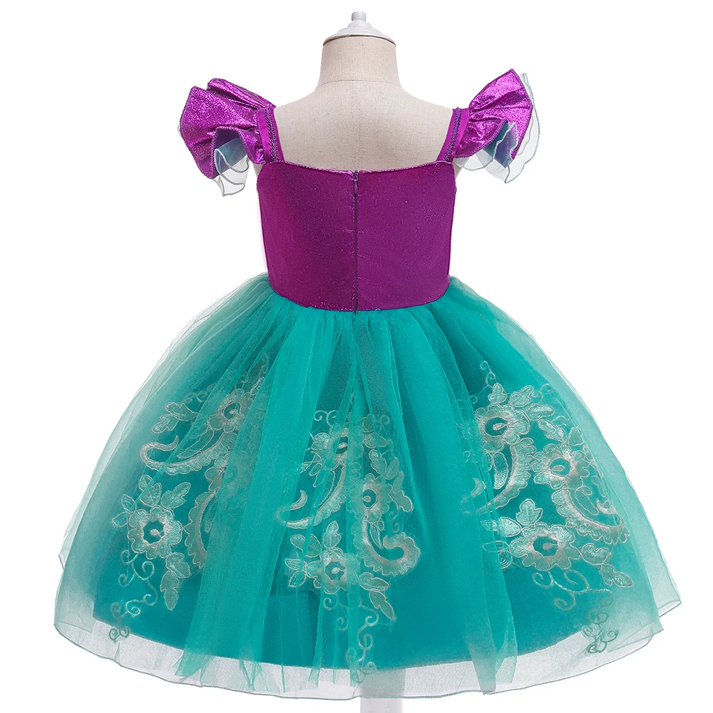 Little Mermaid Girls Dress Halloween Carnival Cosplay Costume Summer Green Lace Party Birthday Princess Dresses abito da damigella d\'onore