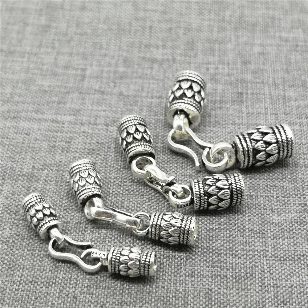 925 Sterling Silver Bunga Teratai Kabel End Cap UNTUK Yoga Gelang Tali Kulit