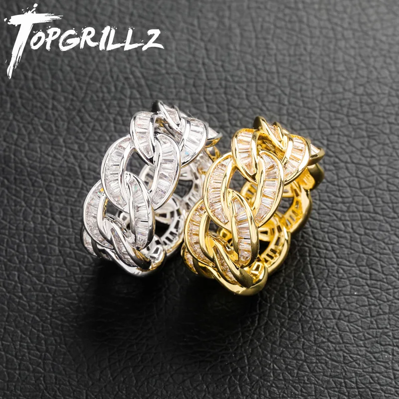 

Мужское кольцо-цепочка TOPGRILLZ, с кубическим цирконием, массивное уличное кольцо артиста