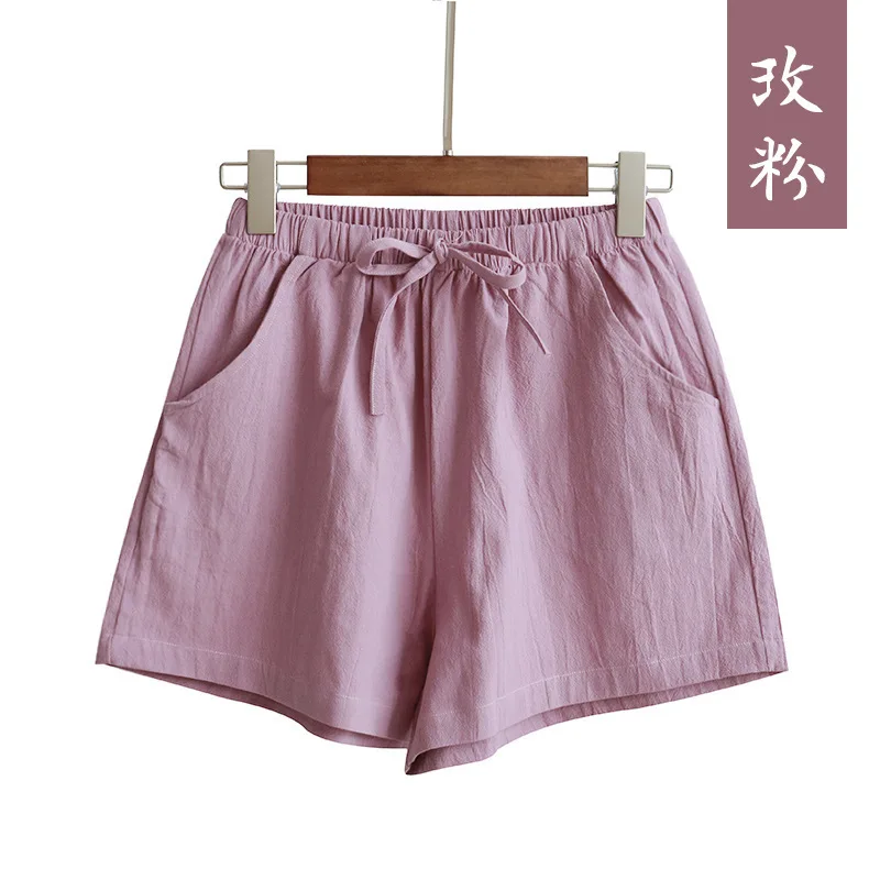 2022 Cotton Linen Shorts Woman Basic Short Pants Mini Trousers Trafic Fashion High Waist Bottom for Teen Girls Summer Plus Size