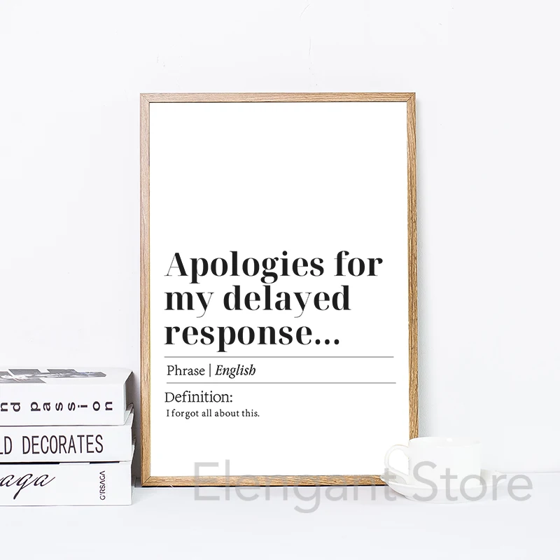 Delayed Response Definition Art Print Funny Home Office Decoration Canvas Painting Wall Pictures Minimalist Poster Coworker Gift