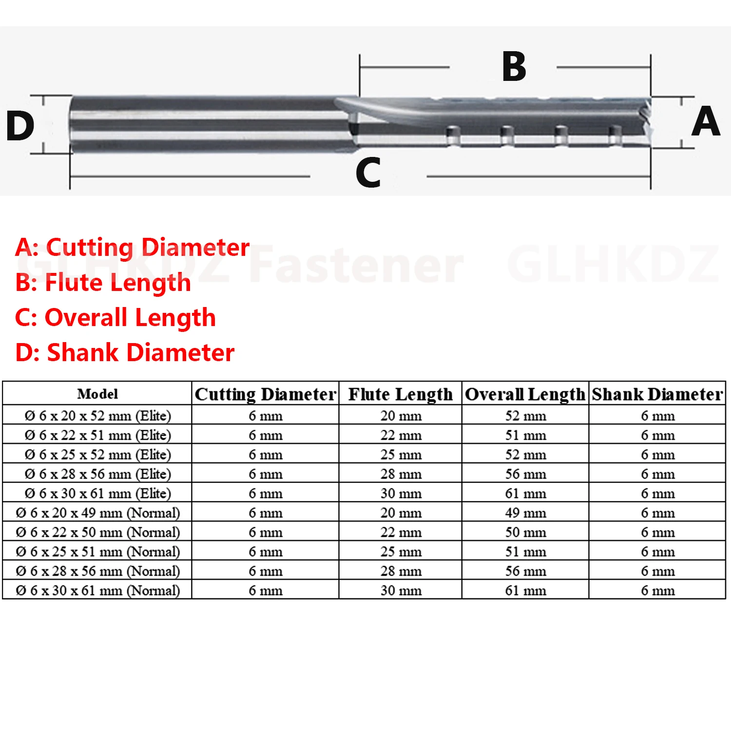 Ø 6mm Solid Carbide Straight Router Bits 3 Flute Chip Breaker End Mill CNC Milling Cutter Woodworking Multipurpose for MDF Wood