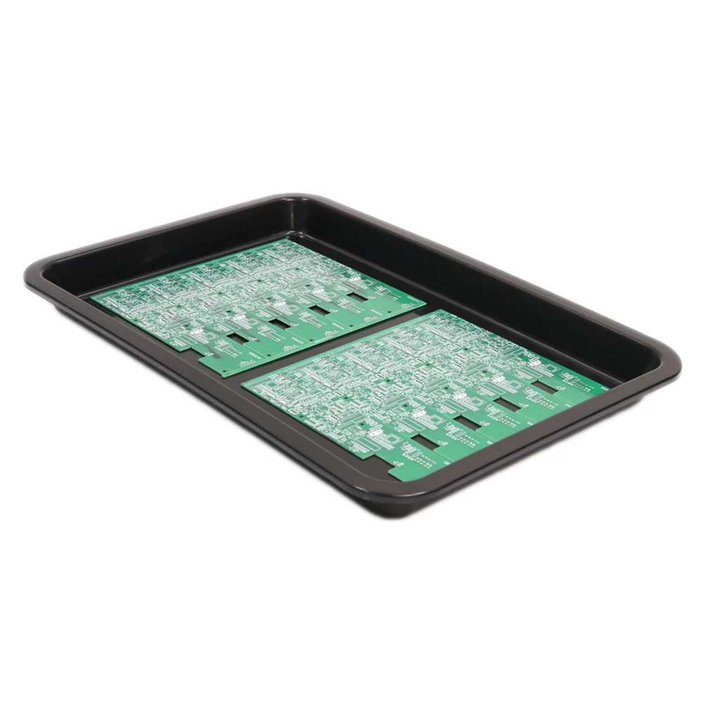 Q-TR13 ESD Tray 345*260*30mm Black conductive tray stackable beveled rounded corner tray