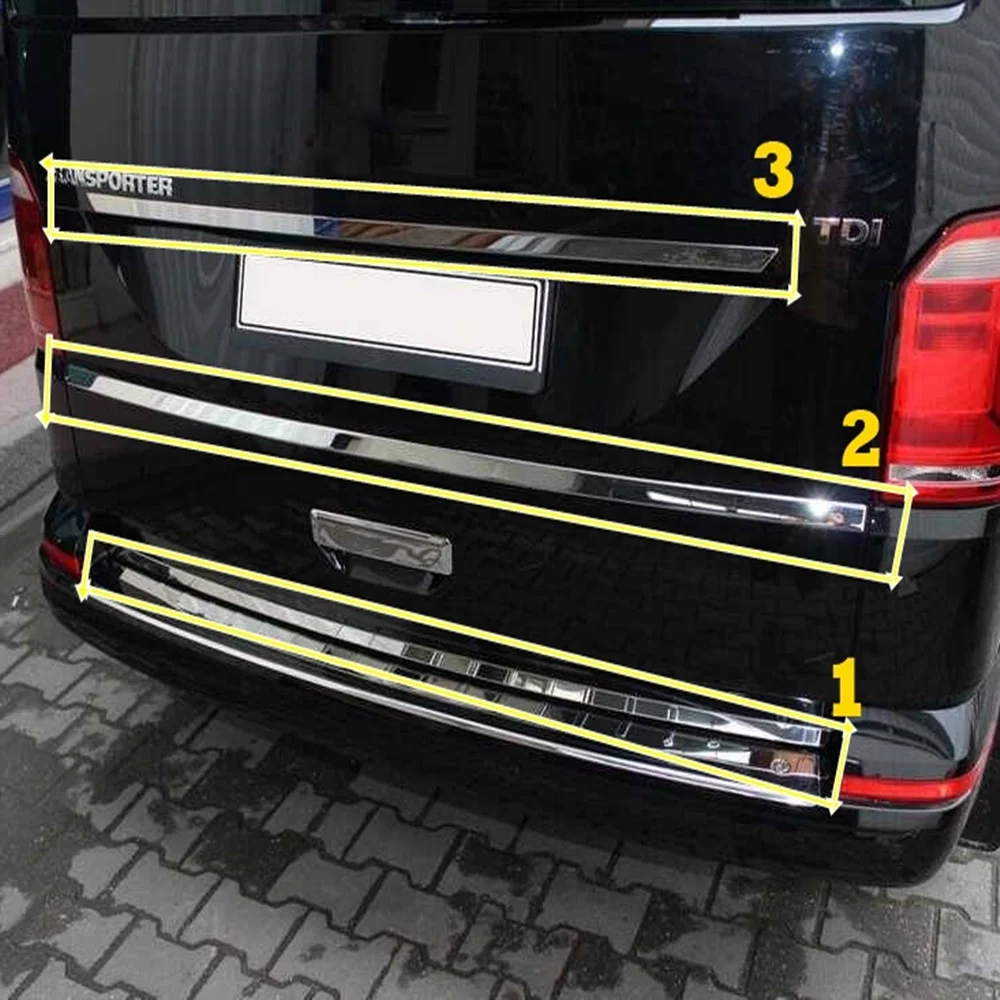 For Volkswagen VW  T6 Transporter Chrome Luggage Bar Lath. 3 PCS (Lower Middle Upper)  2015 and Up.  Stainless Steel. A+ Quality