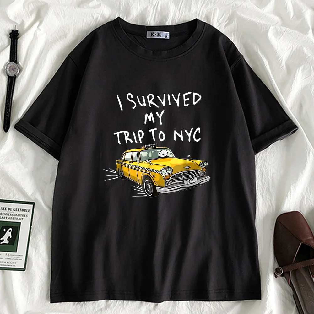 Tom Holland Same Style I Survived My Trip To NYC T Shirt Women Y2K Funny Cartoon T-shirt Graphic Streetwear