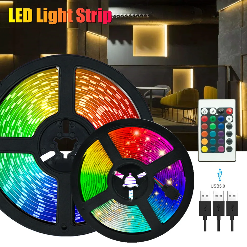 

TV BackLights LED Strip Lights USB RGB DC5V SMD5050 Bluetooth 1M 2M 3M 4M 5M Flexible Lamp Tape Luces Diode Wall Holiday Decor