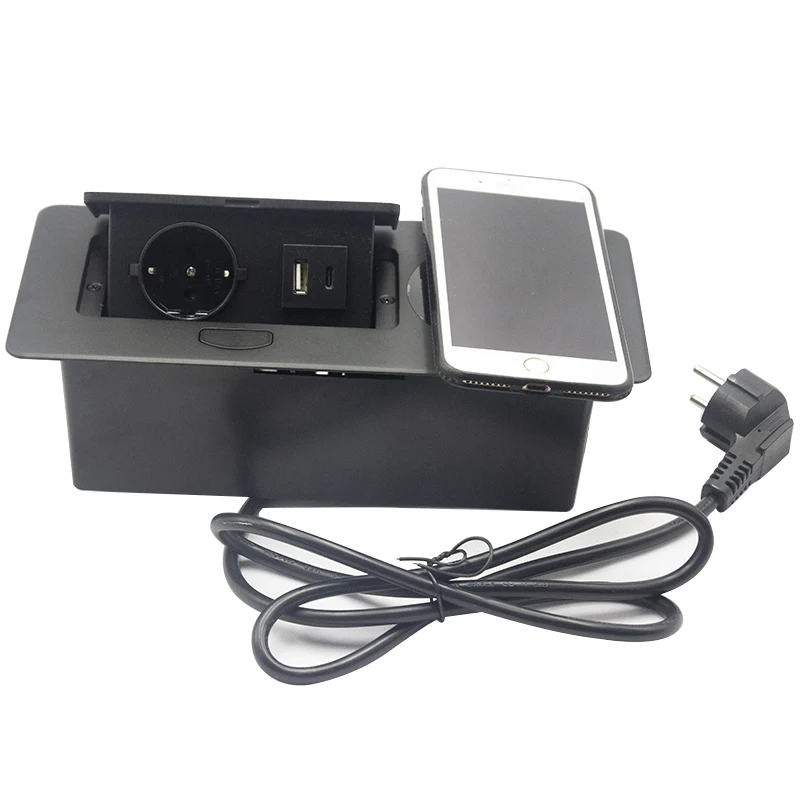 Imagem -04 - Umedecimento Popup Desktop Tomada Elétrica com Usb tipo c e Carregador sem Fio para o Telefone Soquete Cores para Opcional Ac100250v