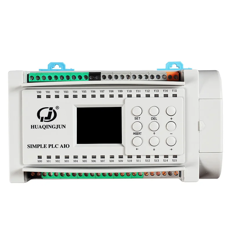 Huaqingjun 16-in 8-out Relay Output PLC 2AI 2AO 0-20mA 0-10V Pulse Outputs PLC for Servo Motor