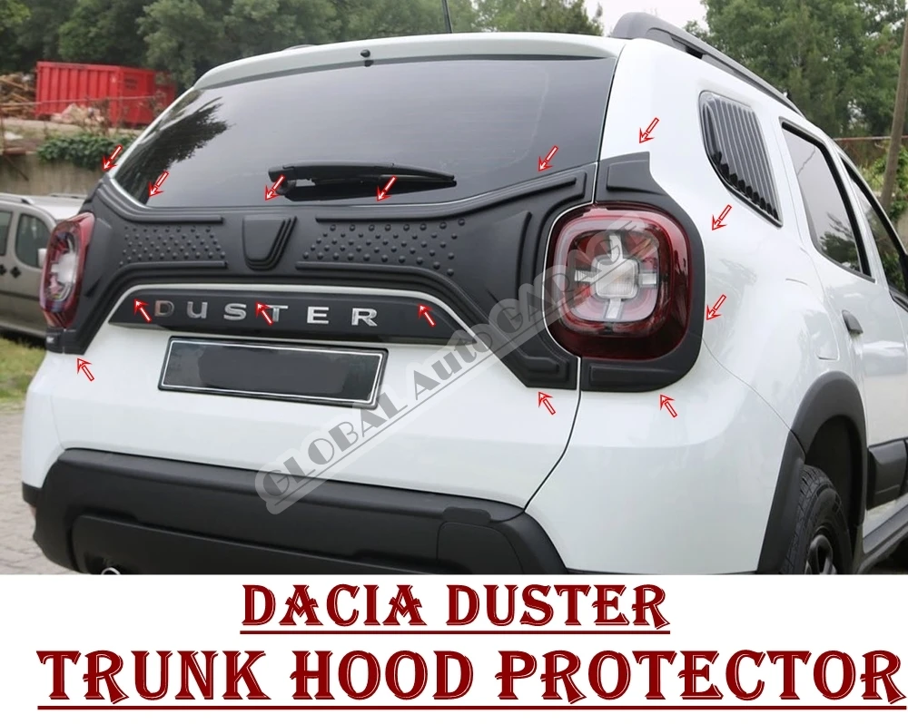 

For Dacia Duster 2018 2019 2020 2021 Trunk Hood Protector Deflector Rear Bumper Attachment Auto Car Antenna Roof Rack Black Mud